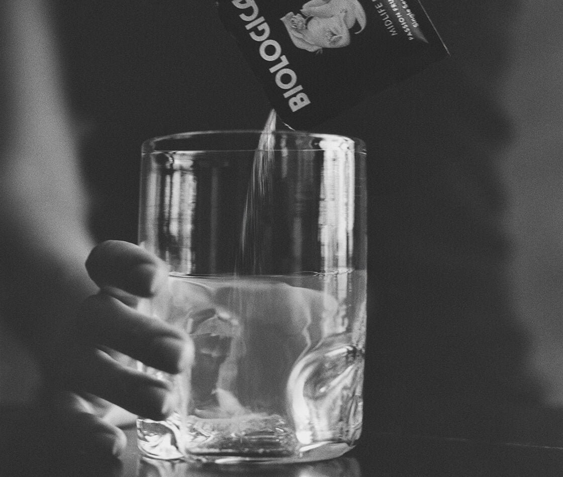 biologica product being poured on glass