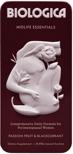 Biologica Midlife Essentials Passion Fruit & Blackcurrant flavor tin packaging